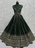 Green color Sequins Work Chiffon Satin Lehenga Choli - 1