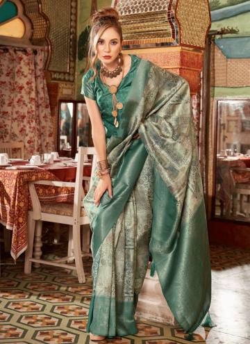 Green color Silk Trendy Saree with Fancy work