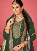 Green color Vichitra Silk Trendy Salwar Kameez with Embroidered - 1