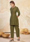 Green color Viscose Party Wear Kurti with Hand Work - 1