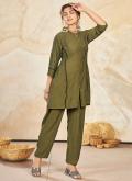 Green color Viscose Party Wear Kurti with Hand Work - 2