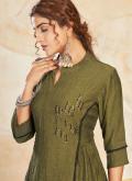 Green color Viscose Party Wear Kurti with Hand Work - 4