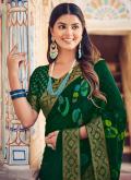 Green Contemporary Saree in Georgette with Printed - 1