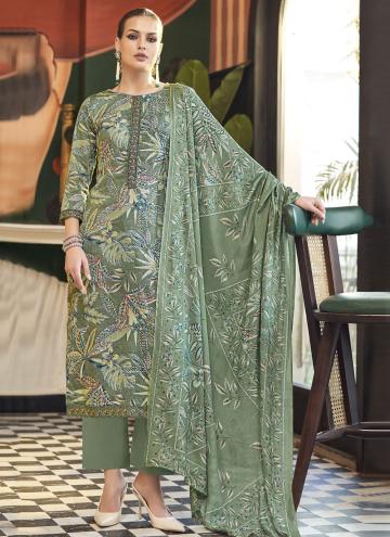 Green Cotton  Digital Print Salwar Suit