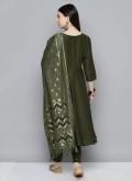 Green Cotton  Embroidered Salwar Suit - 1