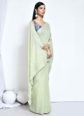 Green Crepe Silk Embroidered Designer Saree for Ceremonial - 2
