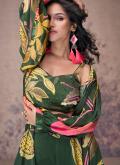 Green Crepe Silk Embroidered Palazzo Suit for Engagement - 2