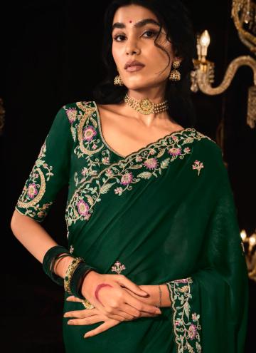 Green Fancy Fabric Border Classic Designer Saree for Engagement