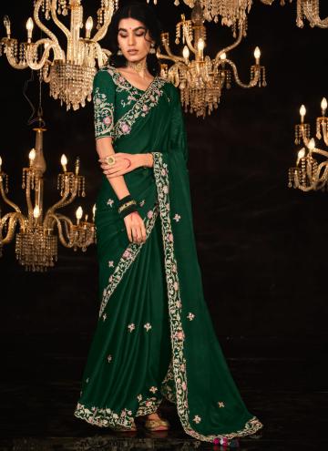 Green Fancy Fabric Border Classic Designer Saree for Engagement