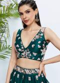 Green Georgette Embroidered A Line Lehenga Choli for Engagement - 4