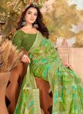 Green Georgette Printed Trendy Saree - 1