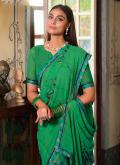Green Georgette Printed Trendy Saree for Ceremonial - 1