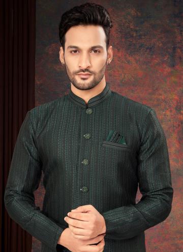 Green Jacquard Embroidered Indo Western for Festival