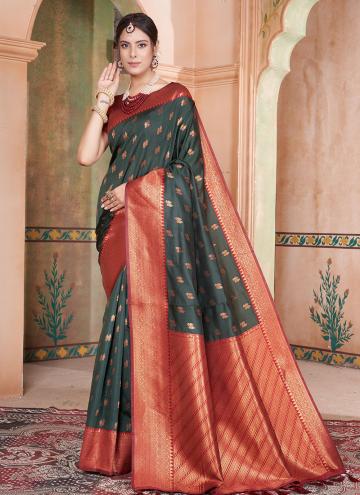 Green Kanjivaram Silk Woven Designer Saree for Cer
