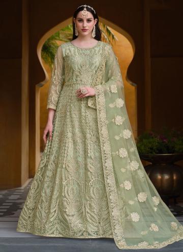 Green Net Embroidered Salwar Suit for Ceremonial