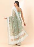 Green Organza Embroidered Contemporary Saree for Ceremonial - 2