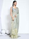 Green Organza Embroidered Trendy Saree for Ceremonial - 2