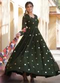 Green Readymade Designer Gown in Faux Georgette with Embroidered - 2