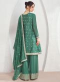 Green Salwar Suit in Chinon with Embroidered - 2