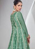 Green Salwar Suit in Chinon with Embroidered - 1