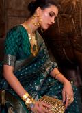 Green Satin Silk Woven Trendy Saree for Ceremonial - 1