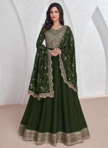Green Silk Embroidered Gown