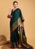 Green Silk Jacquard Work Classic Designer Saree for Ceremonial - 3