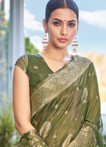 Green Silk Woven Trendy Saree for Ceremonial