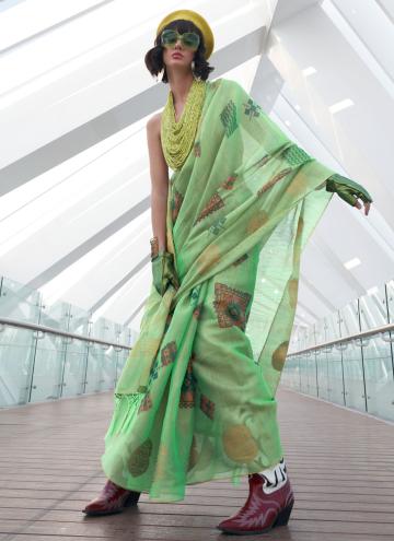 Green Tissue Printed Classic Designer Saree for Ceremonial