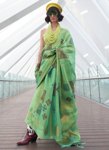 Green Tissue Printed Classic Designer Saree for Ceremonial
