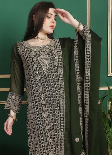 Green Trendy Salwar Suit in Georgette with Embroid