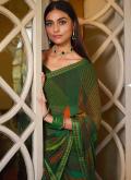 Green Trendy Saree in Georgette with Printed - 1