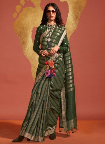Green Viscose Woven Contemporary Saree for Ceremon
