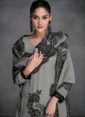 Grey color Designer Organza Salwar Suit - 1