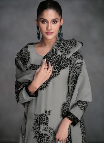 Grey color Designer Organza Salwar Suit