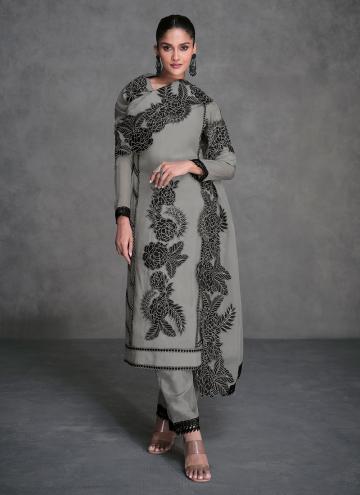 Grey color Designer Organza Salwar Suit