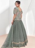 Grey color Georgette Readymade Lehenga Choli with Embroidered - 2