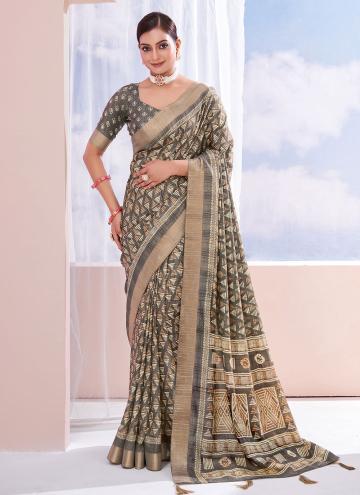 Grey Silk Woven Designer Saree for Ceremonial