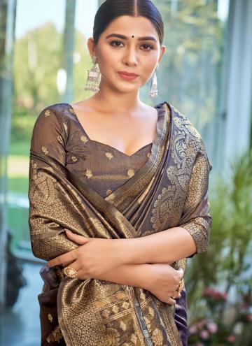 Grey Silk Woven Designer Saree for Ceremonial