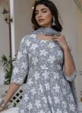 Grey Trendy Salwar Kameez in Cotton  with Floral Print - 1