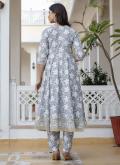 Grey Trendy Salwar Kameez in Cotton  with Floral Print - 2