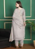 Grey Trendy Salwar Suit in Chiffon with Embroidered - 1