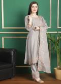 Grey Trendy Salwar Suit in Chiffon with Embroidered - 3