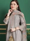 Grey Trendy Salwar Suit in Chiffon with Embroidered - 4