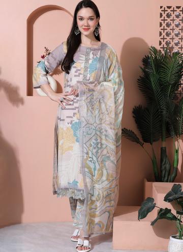 Grey Trendy Salwar Suit in Cotton  with Digital Print