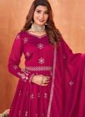 Hot Pink color Art Silk Trendy Salwar Suit with Embroidered - 3