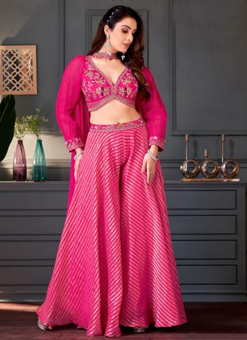 Hot Pink Silk Embroidered Salwar Suit