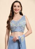 Imported Classic Designer Saree in Blue Enhanced with Border - 1