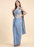 Imported Classic Designer Saree in Blue Enhanced with Border - 2