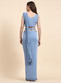 Imported Classic Designer Saree in Blue Enhanced with Border - 3